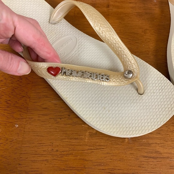 COPY - Havianas flip flops sandals size 4-5 heart/diamond detail #tennis prep - Picture 4 of 9